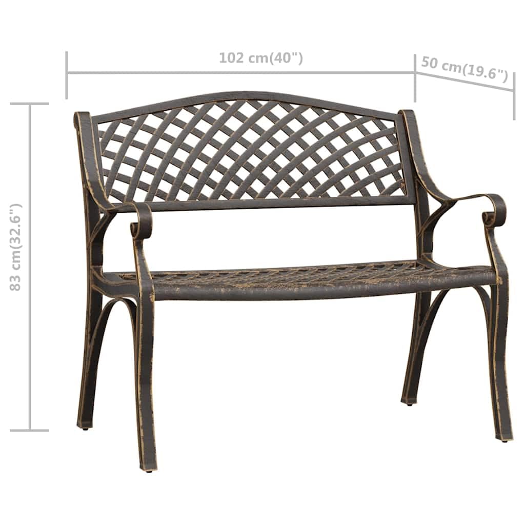 Cast Aluminum Patio Bench with Backrest I8750