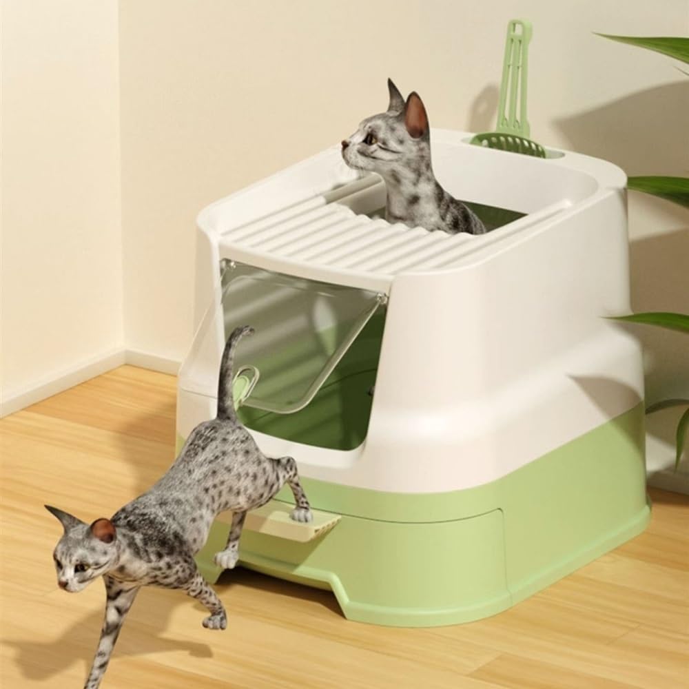 Enclosed Top-Entry Cat Litter Box with Scoop D42392