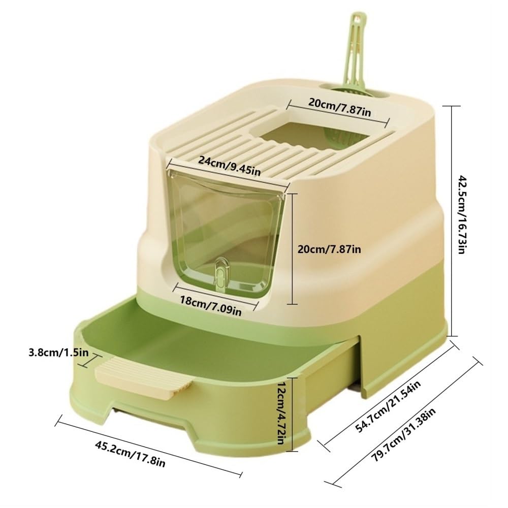 Enclosed Top-Entry Cat Litter Box with Scoop D42392