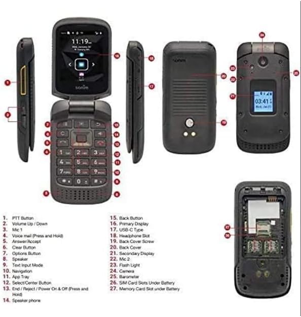 4G LTE 8GB Ultra Rugged Flip Phone Black O841