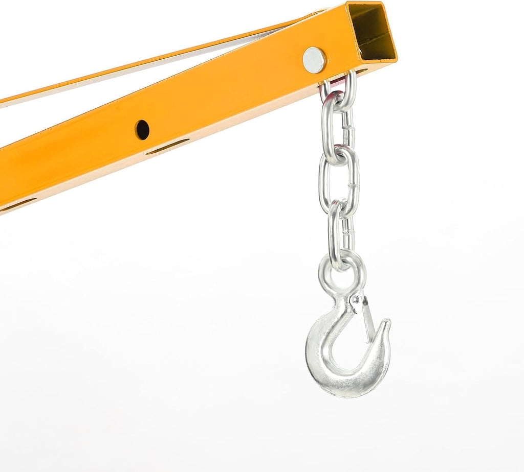 Hydraulic Hitch Mounted Pickup Truck Crane, 1000 Lbs Capacity, 360° Swivel, Yellow D164362