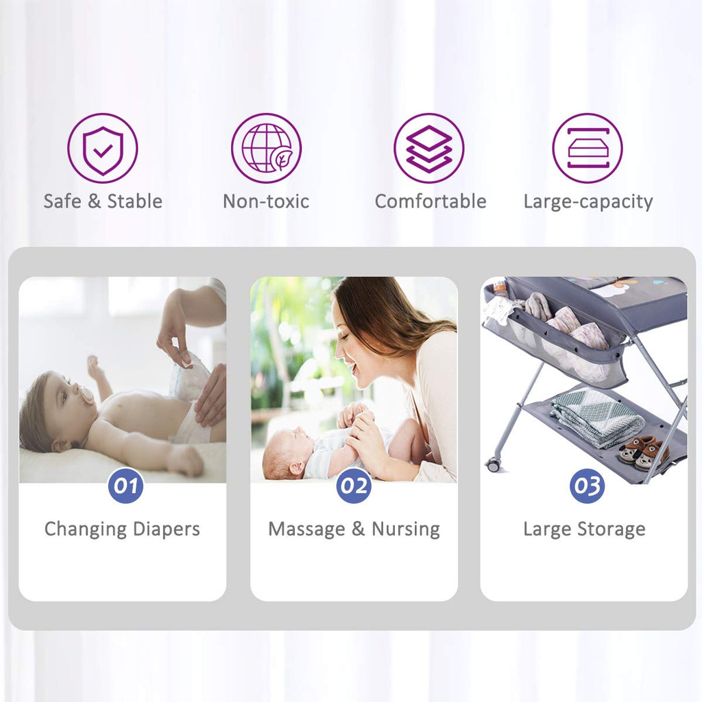 Portable Folding Baby Changing Table with Wheels U6127
