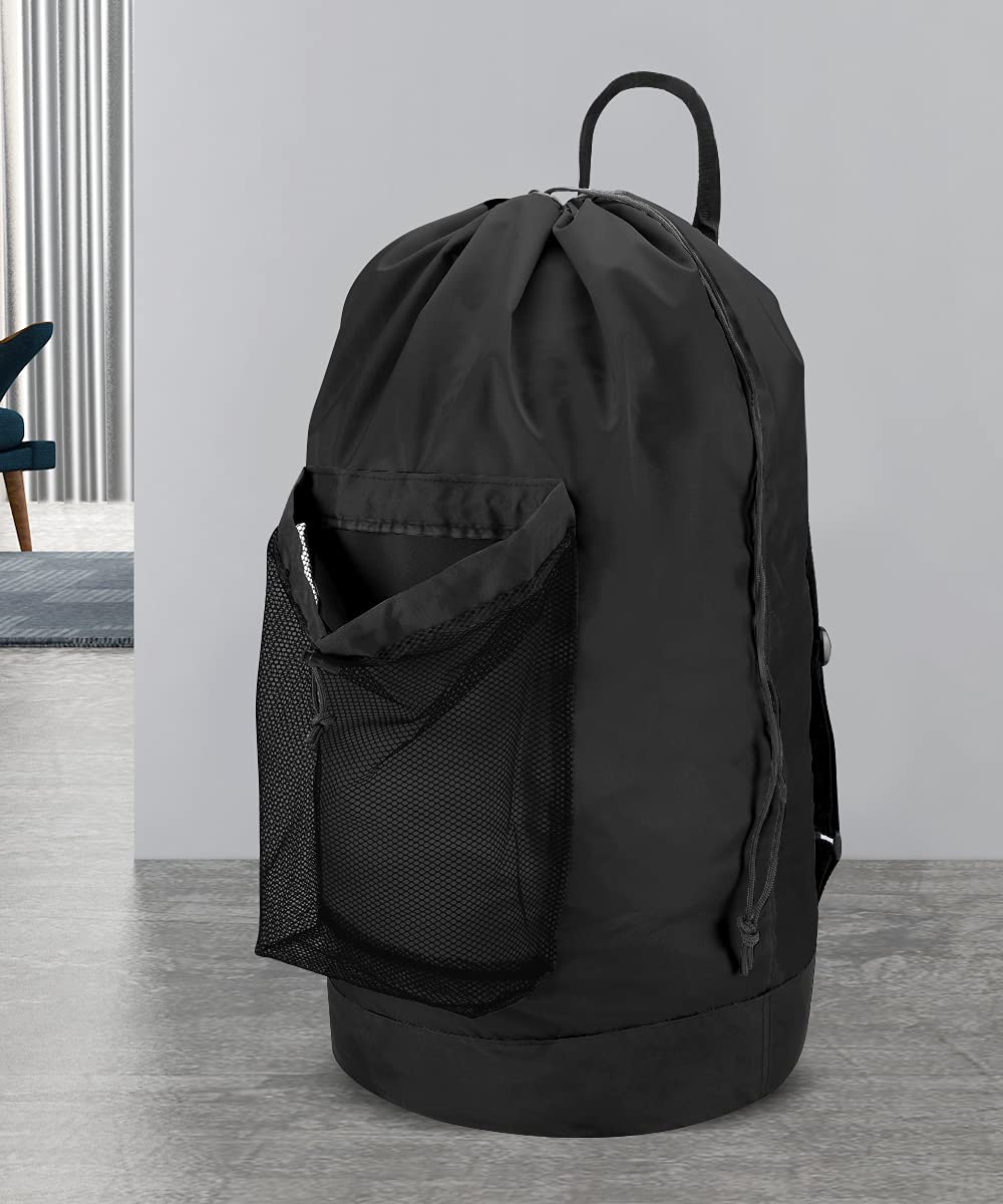 Black 115L Laundry Bag with Shoulder Straps W212608