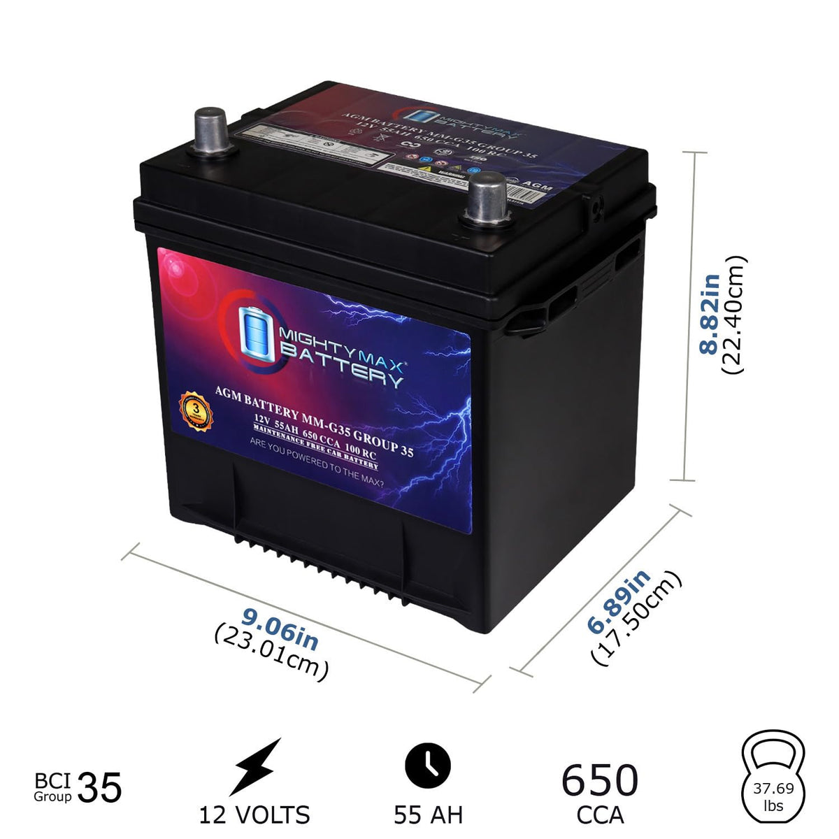 12V 55Ah AGM Replacement Battery B34996