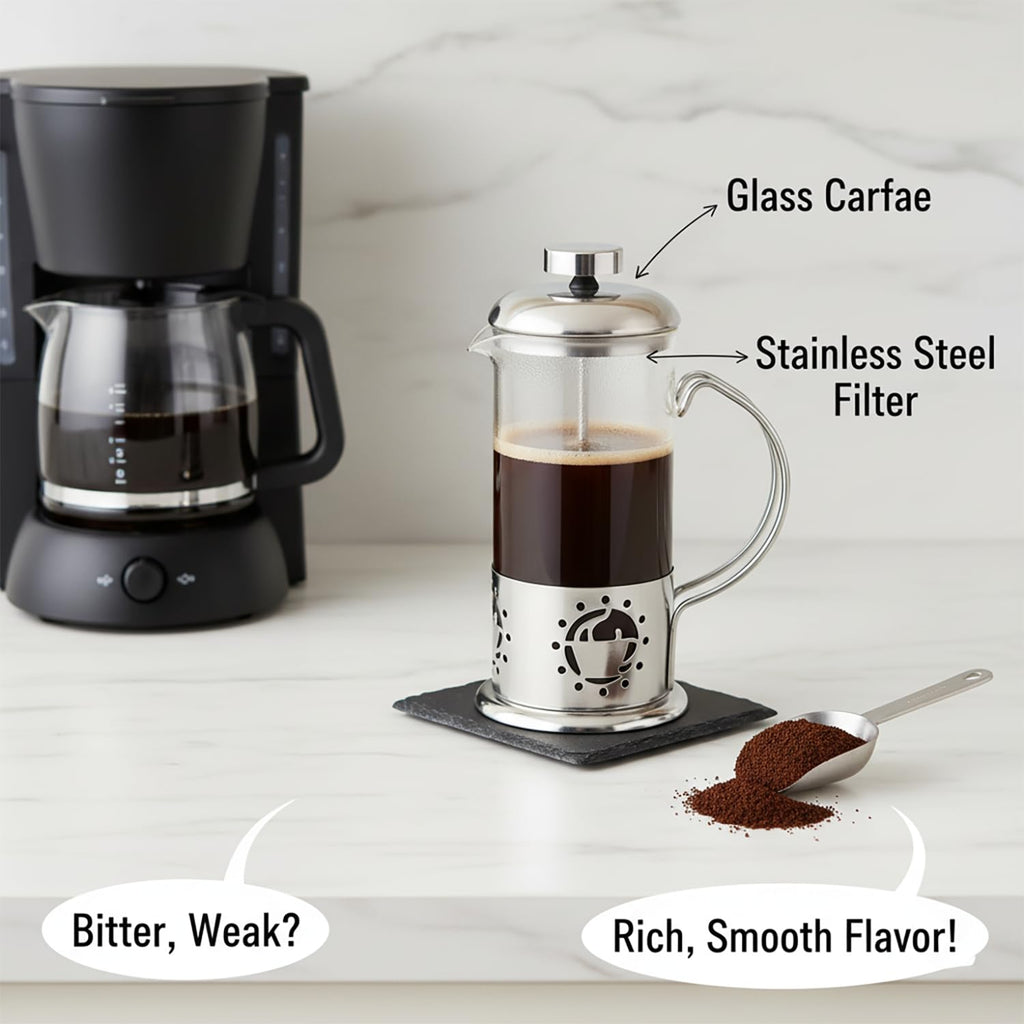 12 oz Glass Stainless French Press Coffee Maker X822673