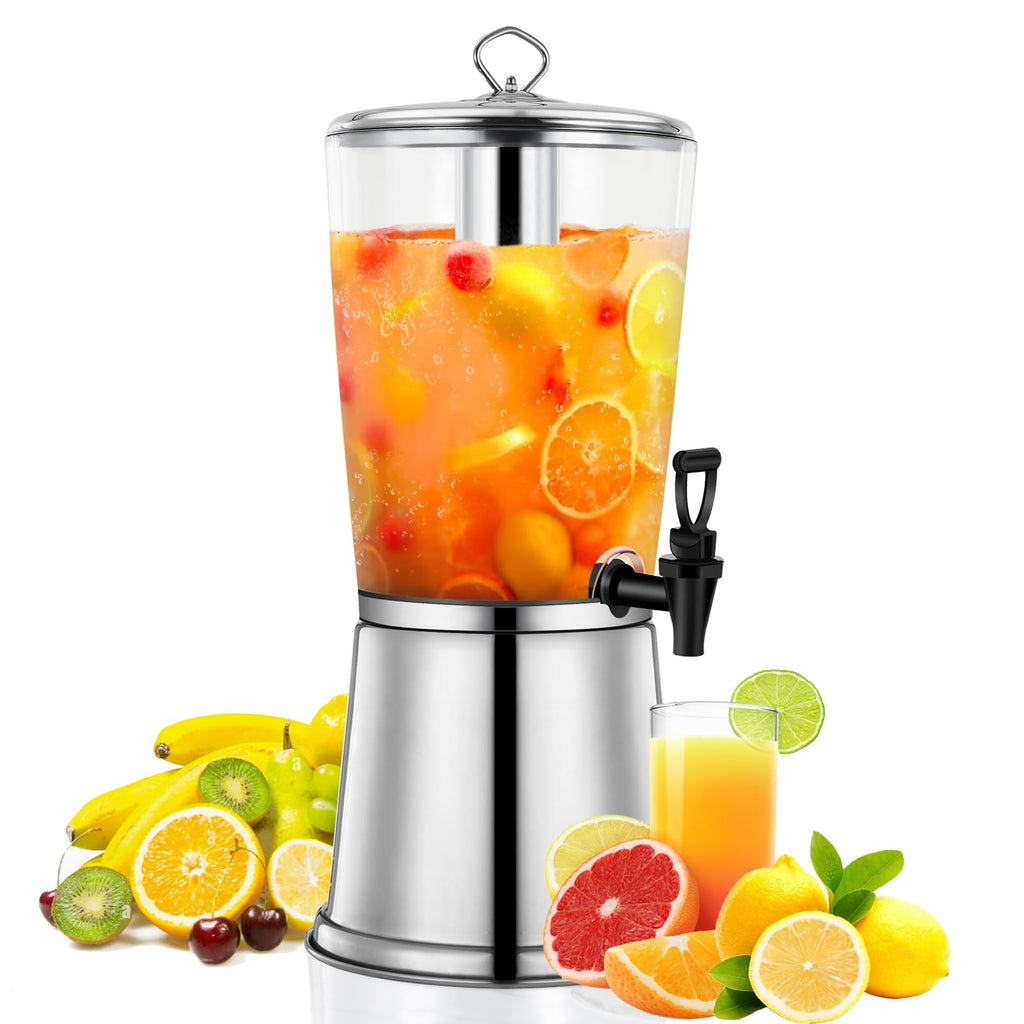 2 Gallons Stainless Steel Beverage Dispenser with Stand and Spigot B277