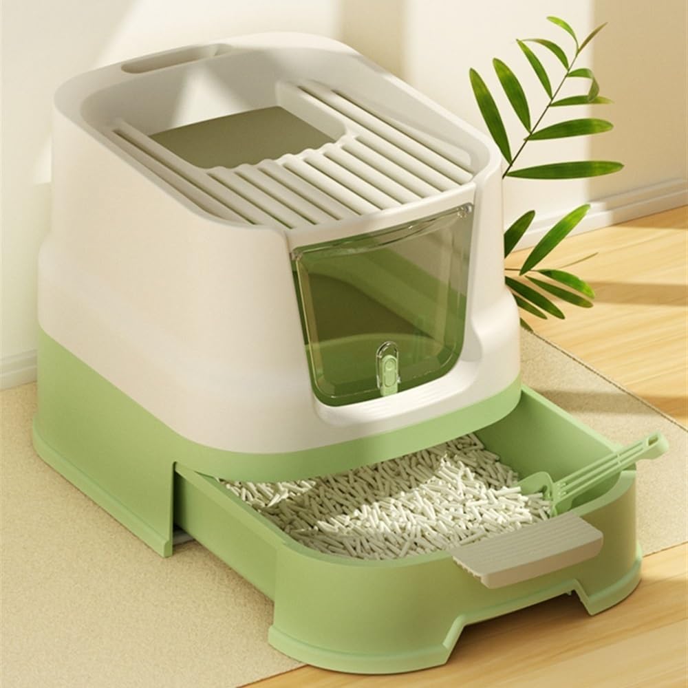 Enclosed Top-Entry Cat Litter Box with Scoop D42392