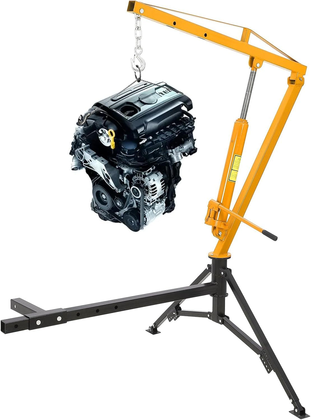 Hydraulic Hitch Mounted Pickup Truck Crane, 1000 Lbs Capacity, 360° Swivel, Yellow D164362