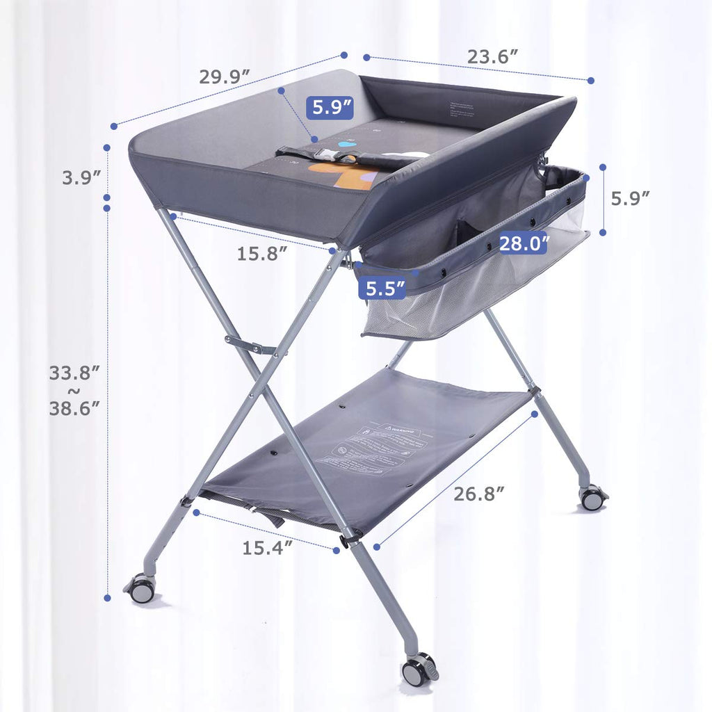 Portable Folding Baby Changing Table with Wheels U6127