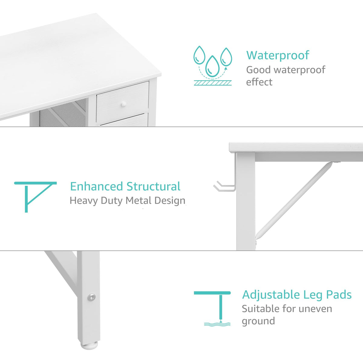 White 47 Inch Computer Desk with Drawers B319099