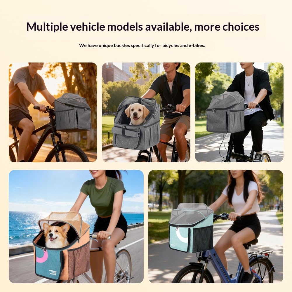 Expandable Soft-Sided Pet Bike Basket with Breathable Mesh Z93725