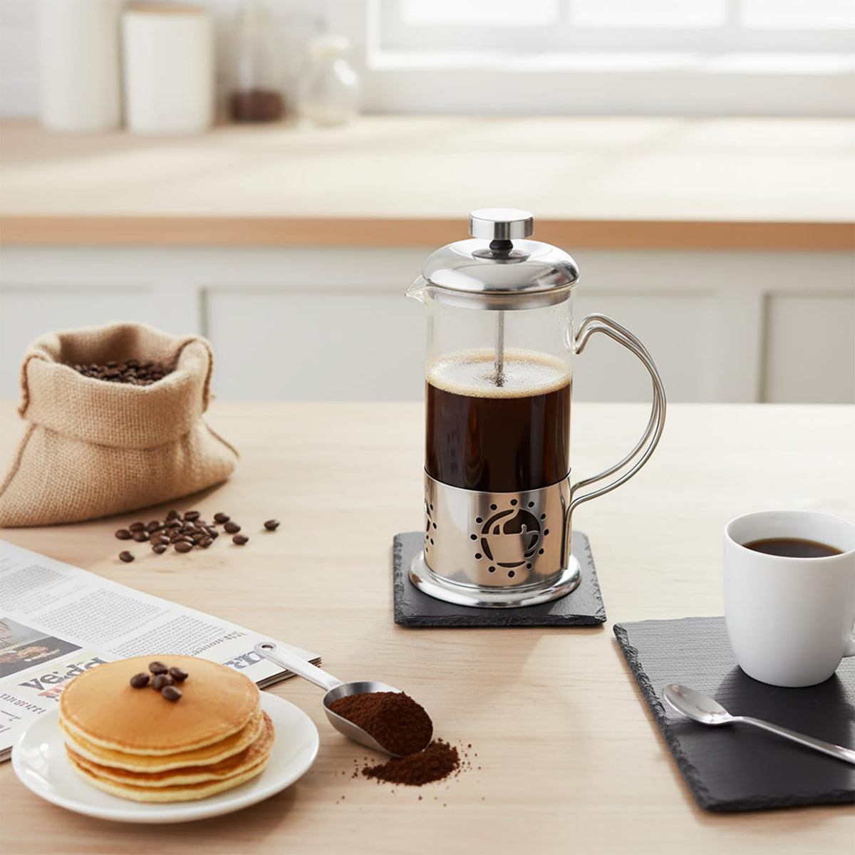 12 oz Glass Stainless French Press Coffee Maker X822673