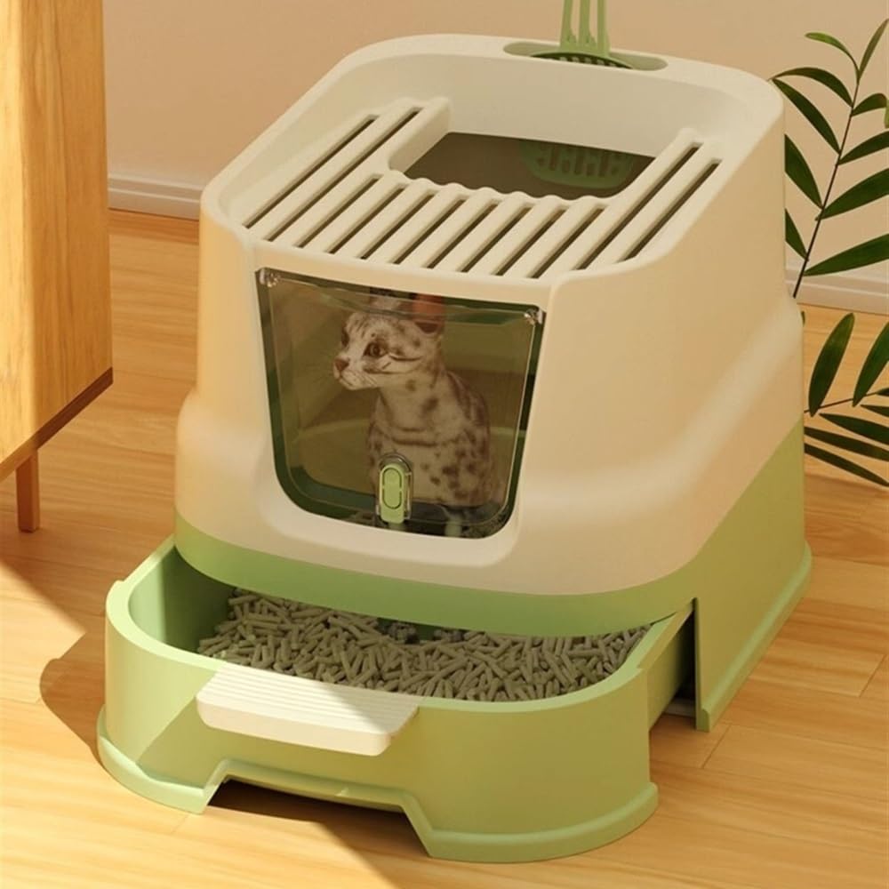 Enclosed Top-Entry Cat Litter Box with Scoop D42392