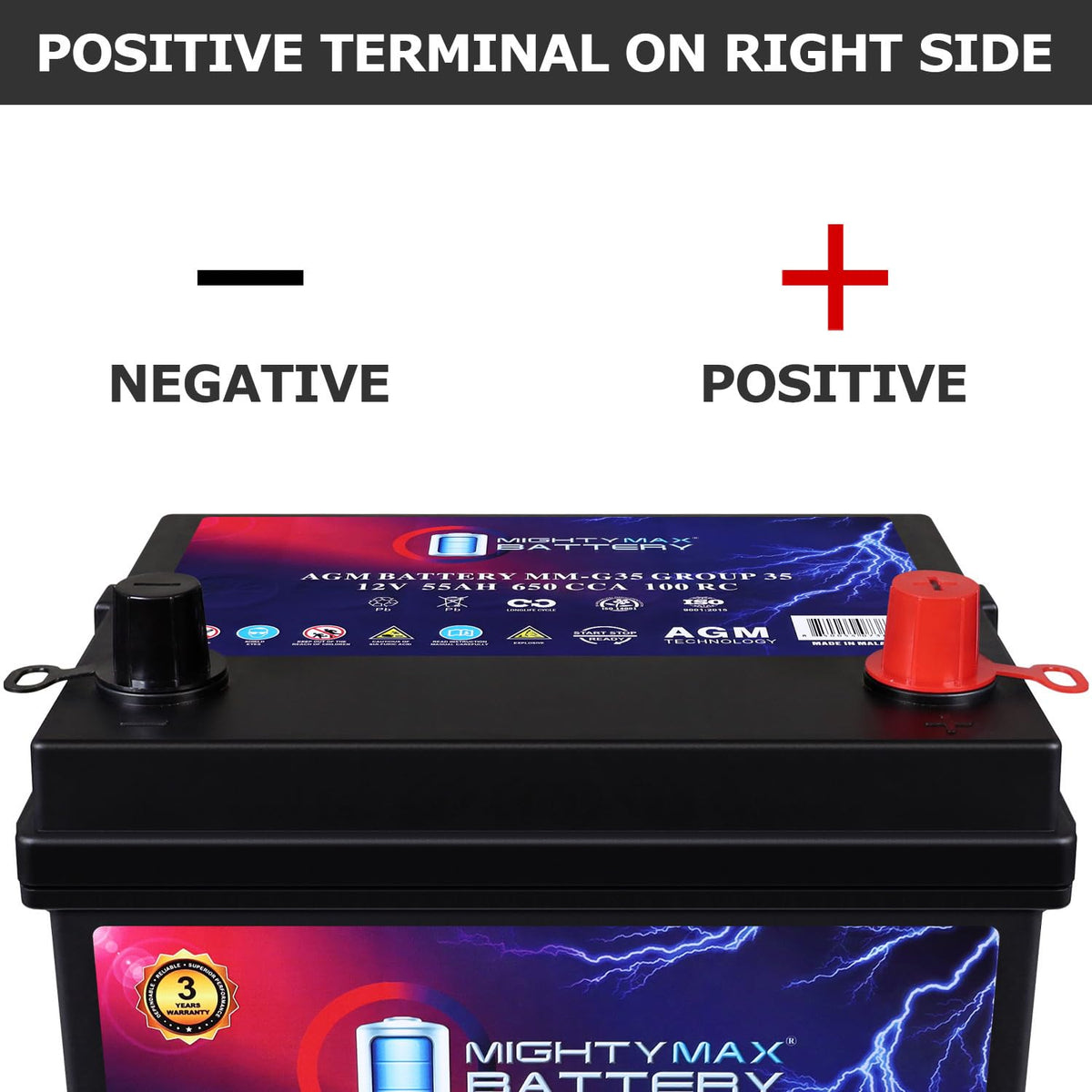 12V 55Ah AGM Replacement Battery B8073