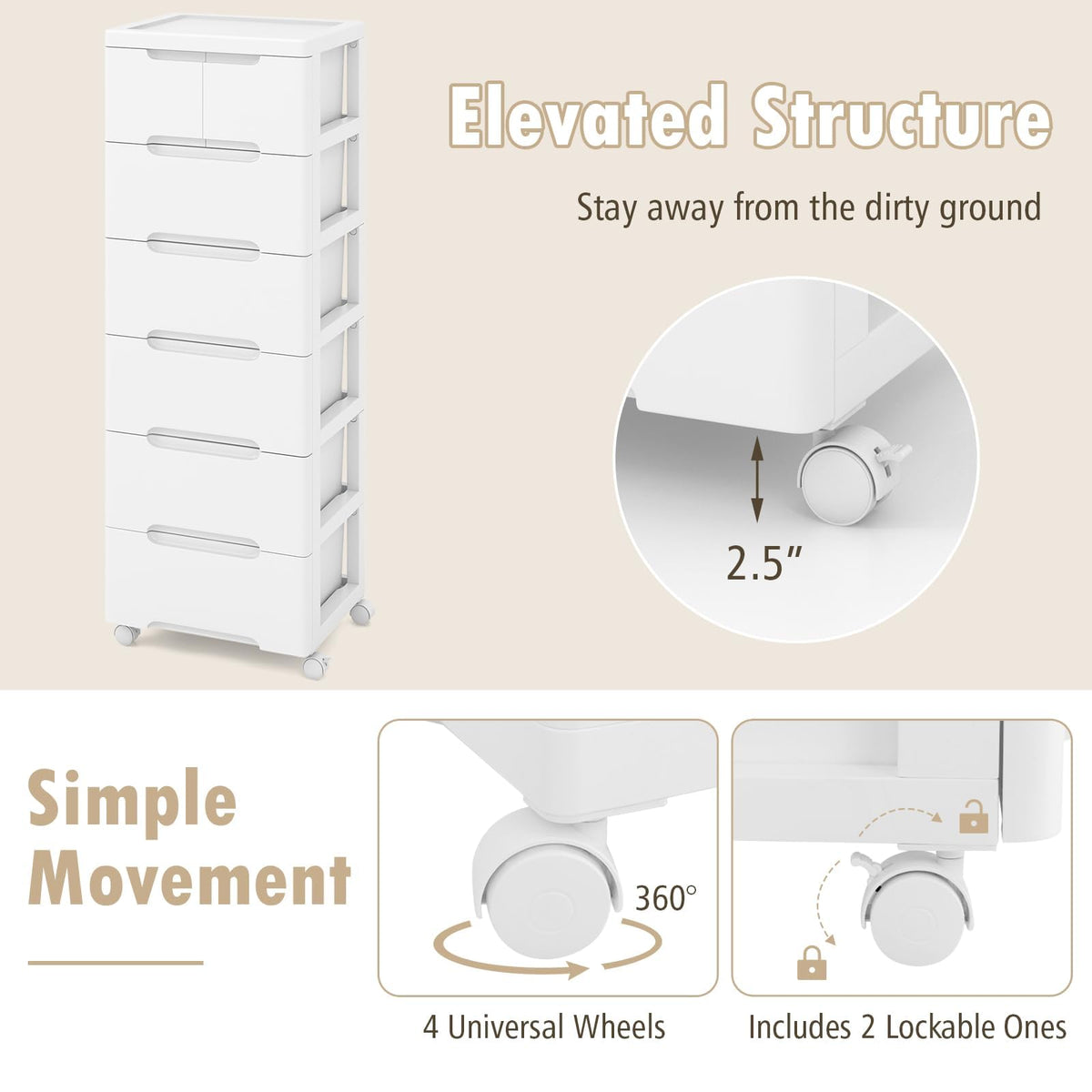 Storage Cabinet with 6 Plastic Drawers Y63101