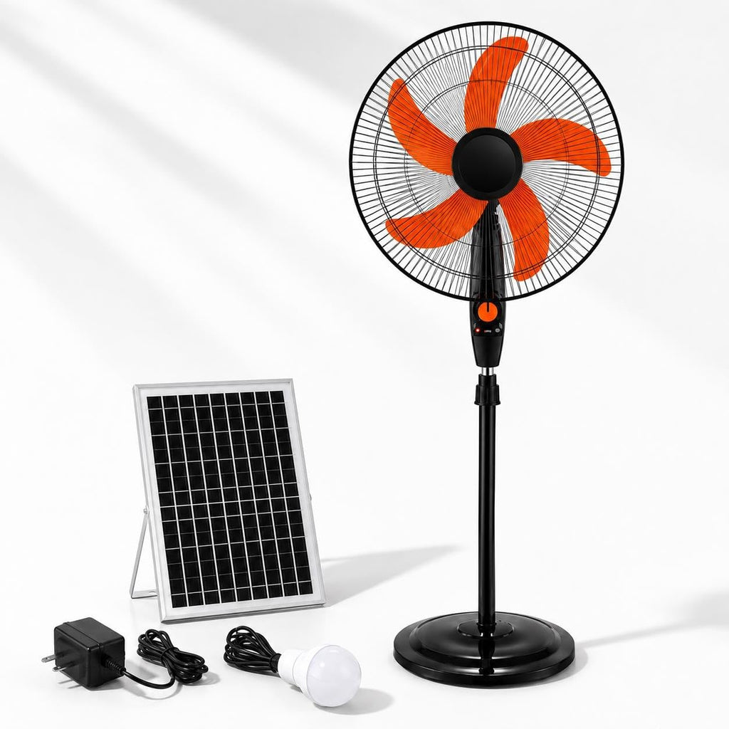 Rechargeable Pedestal Fan with Solar Panel Y983810