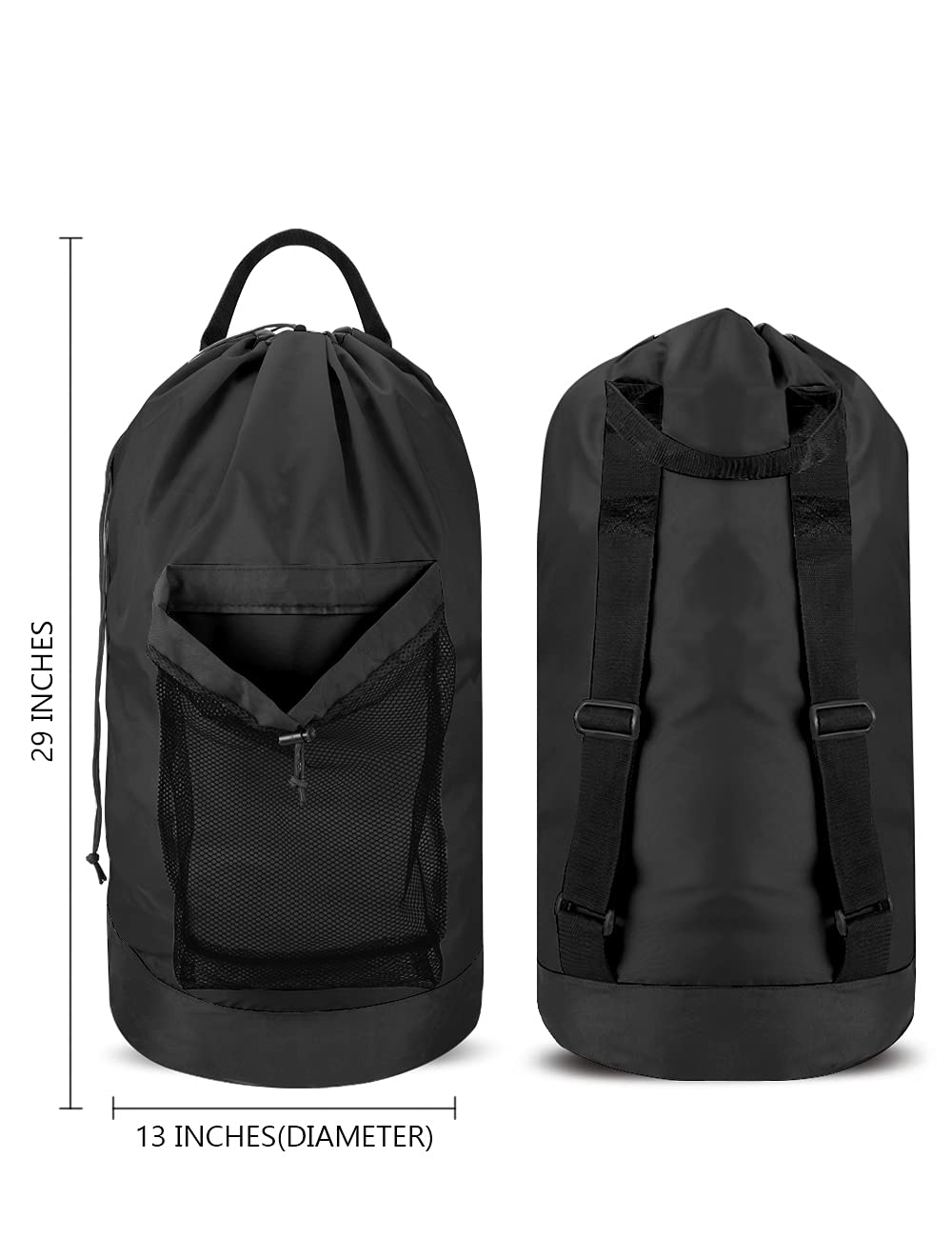 Black 115L Laundry Bag with Shoulder Straps W212608