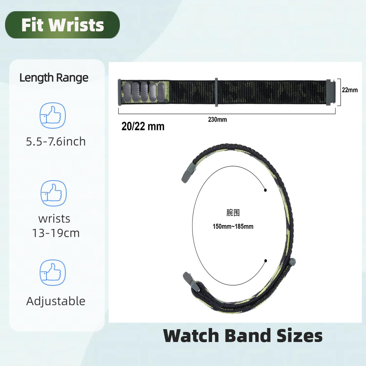3 Pack 20mm Nylon Sport Loop Band Camouflage R8739