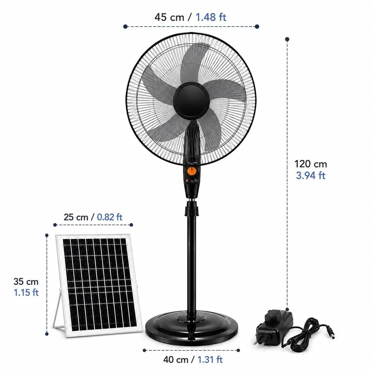 Rechargeable Pedestal Fan with Solar Panel Y983810