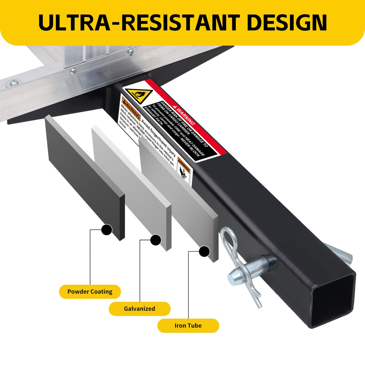 Aluminum Cargo Carrier with High Side Rails, 500-lb Load Capacity, Grey, 49" x 22.5" R203427