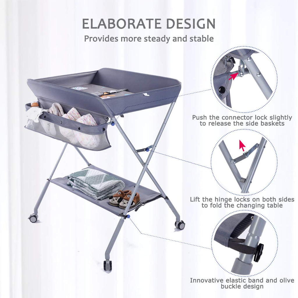 Portable Folding Baby Changing Table with Wheels U6127