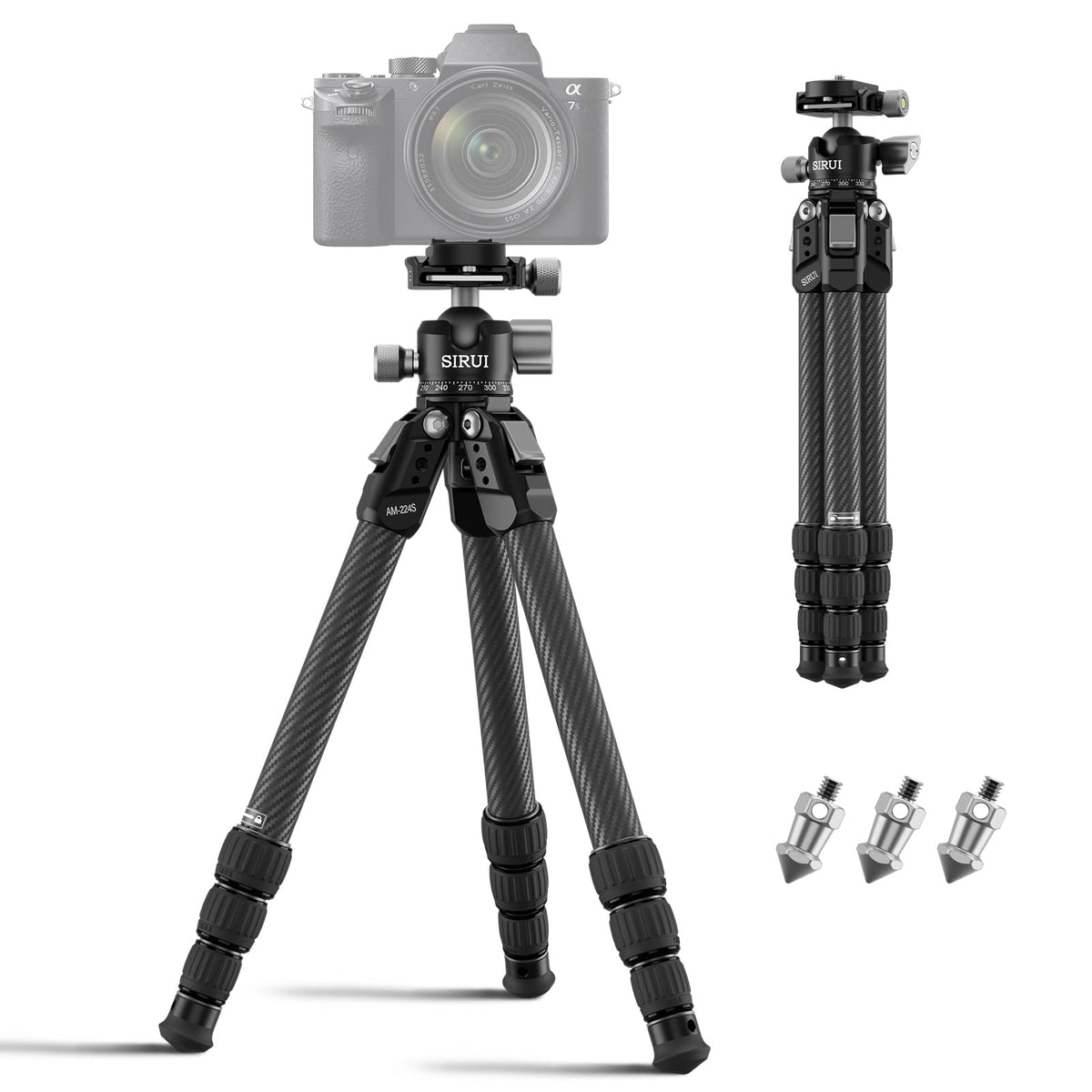 Carbon Fiber Mini Desktop Tripod with 360° Ball Head N783