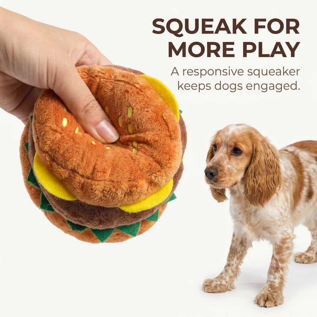 Hamburger Shape Dog Plush Squeaky Toy E1966