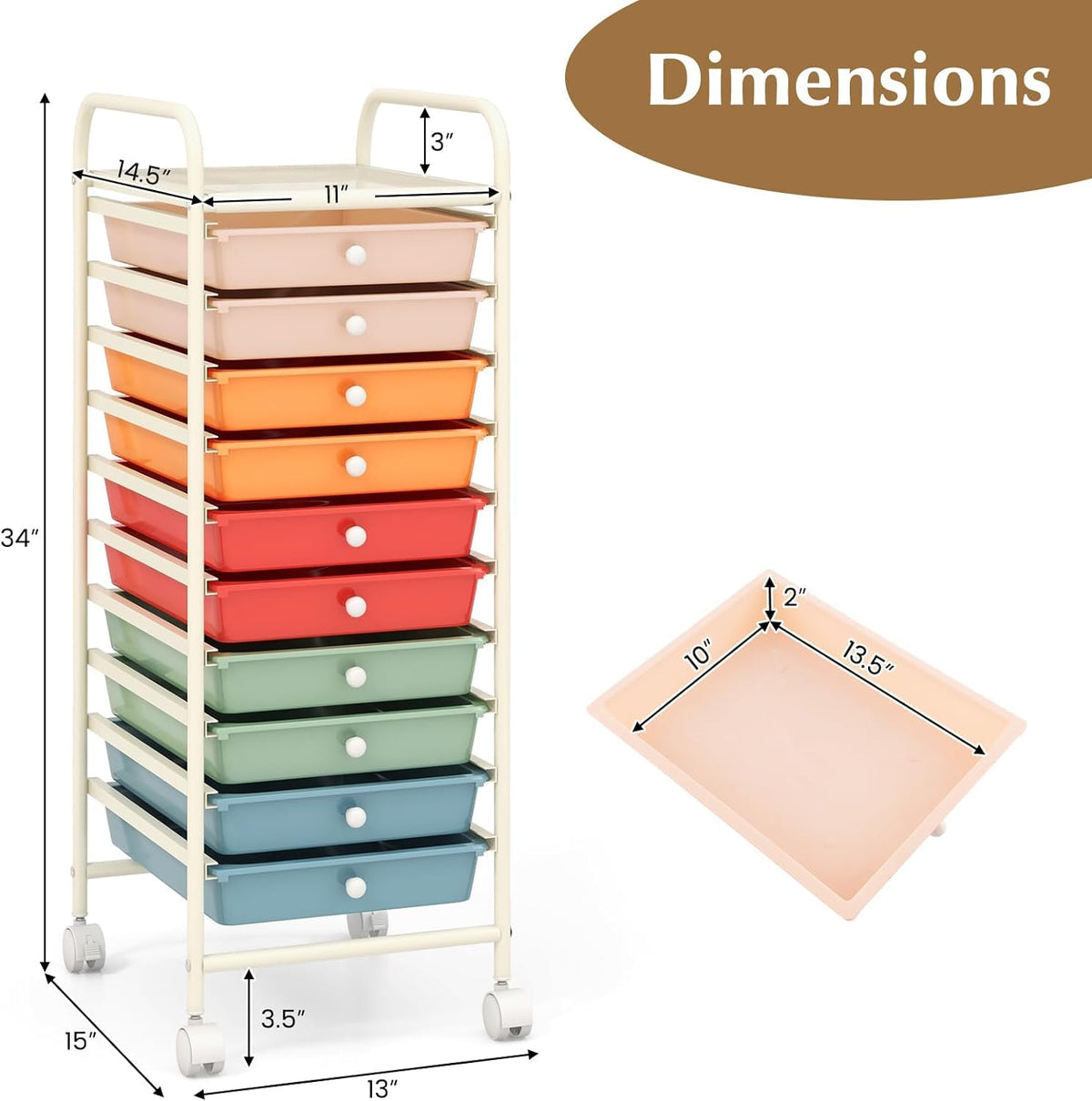 10 Drawer Rolling Storage Cart Y302687
