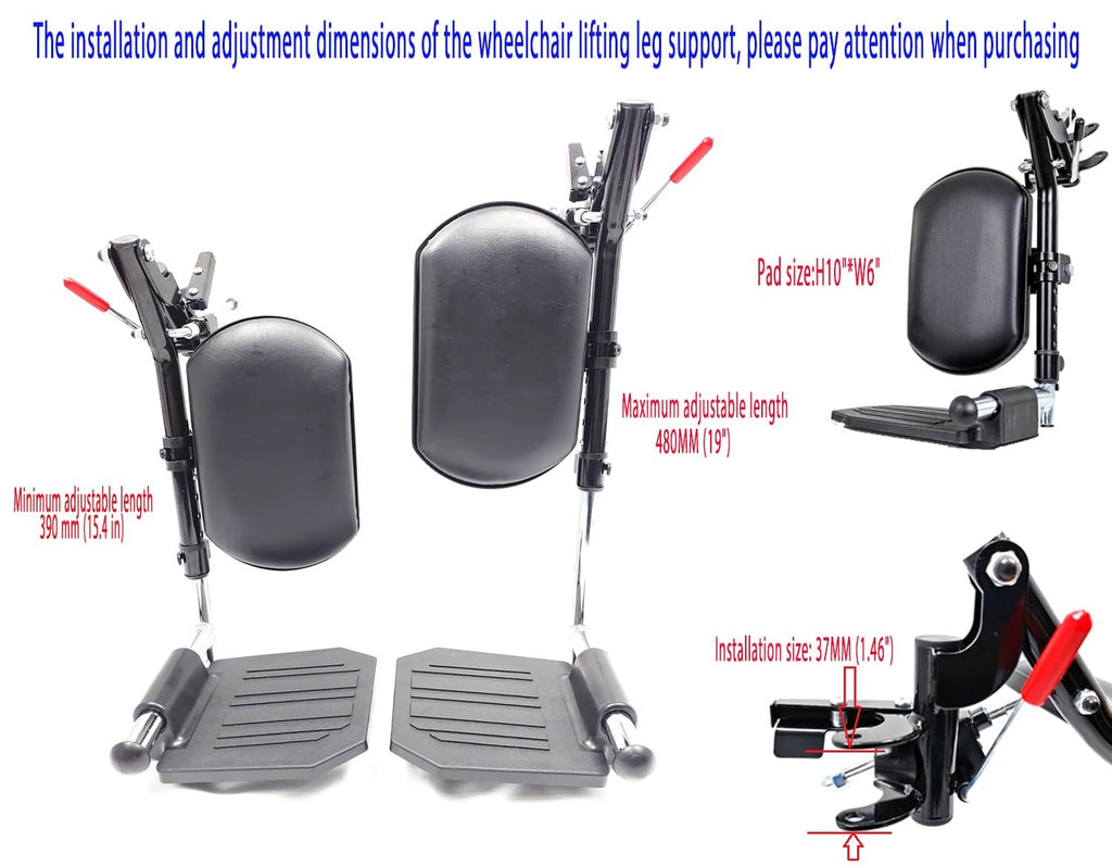 Black Wheelchair Elevating Leg Rest with Calf Pads and Composite Footplates Z203663
