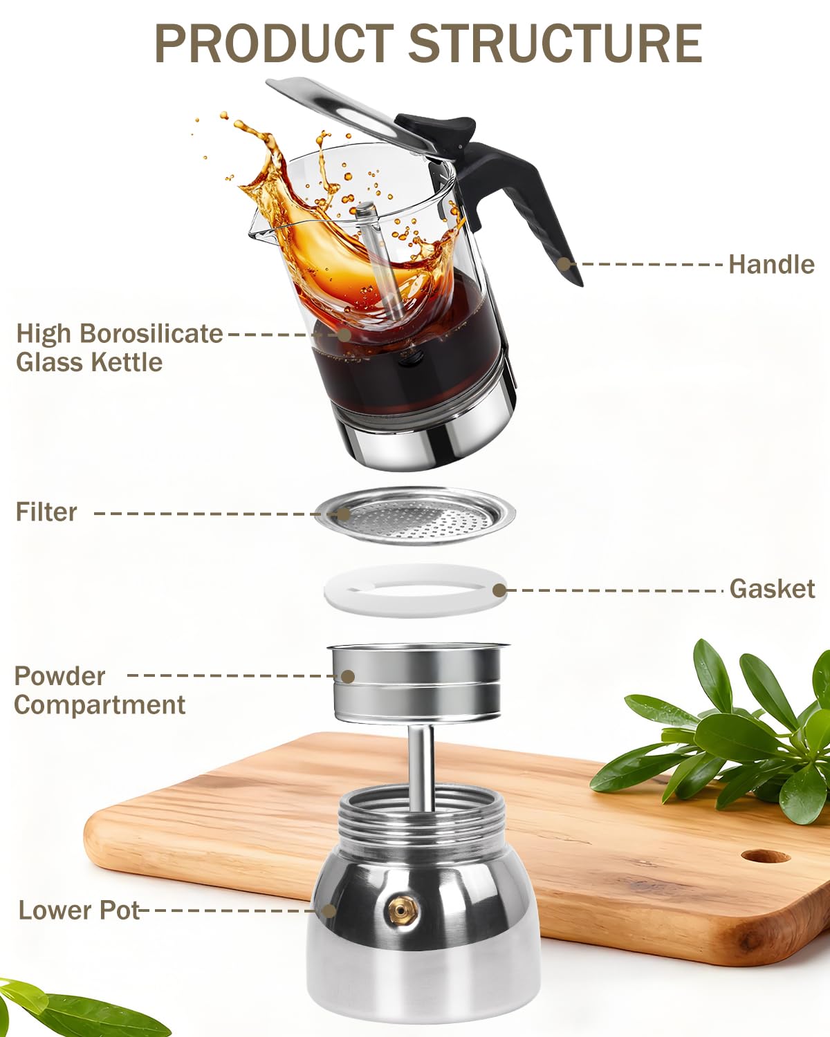 9 Cup 15 oz Stovetop Espresso Moka Pot O34002