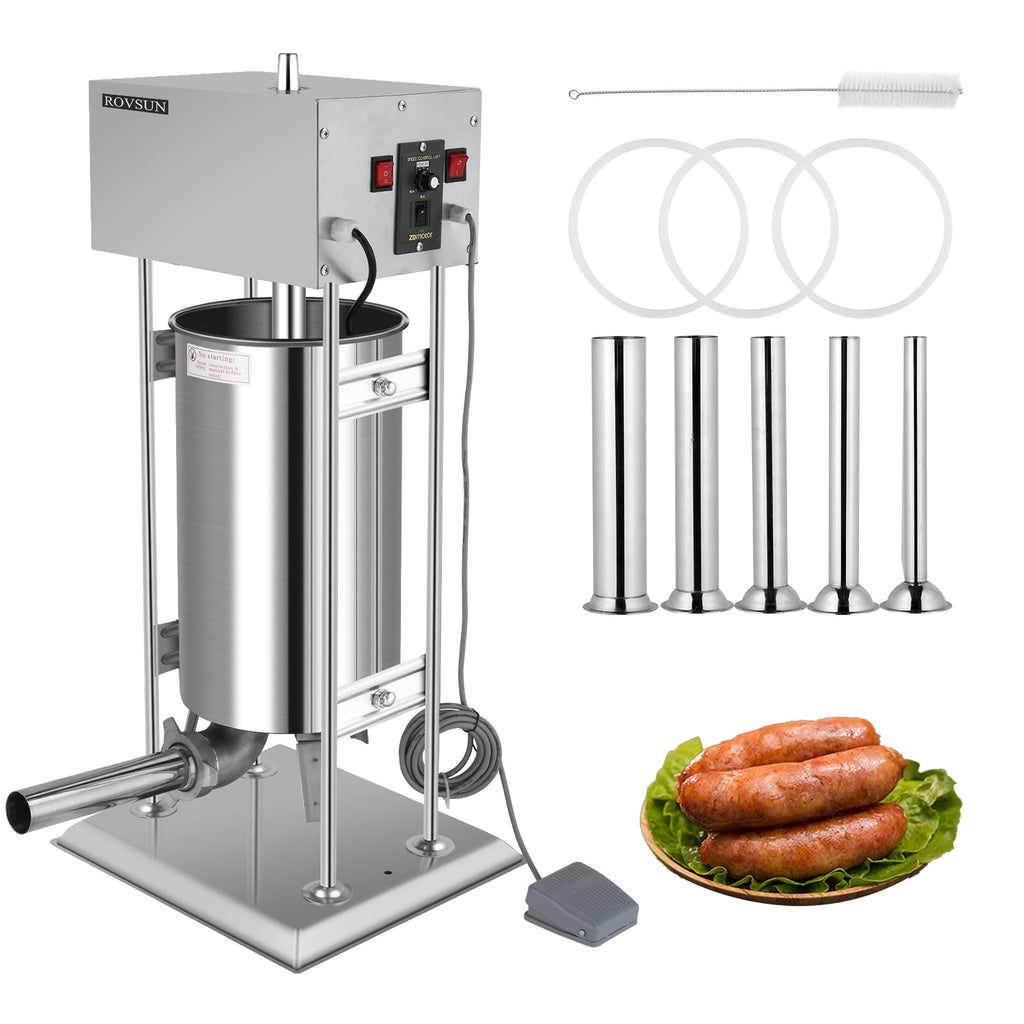 15L Electric Stainless Steel Sausage Stuffer with 5 Stuffing Tubes R746648