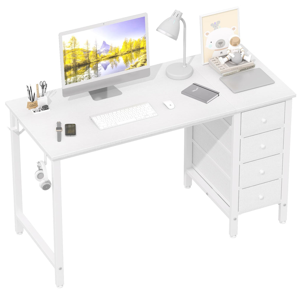 White 47 Inch Computer Desk with Drawers B319099