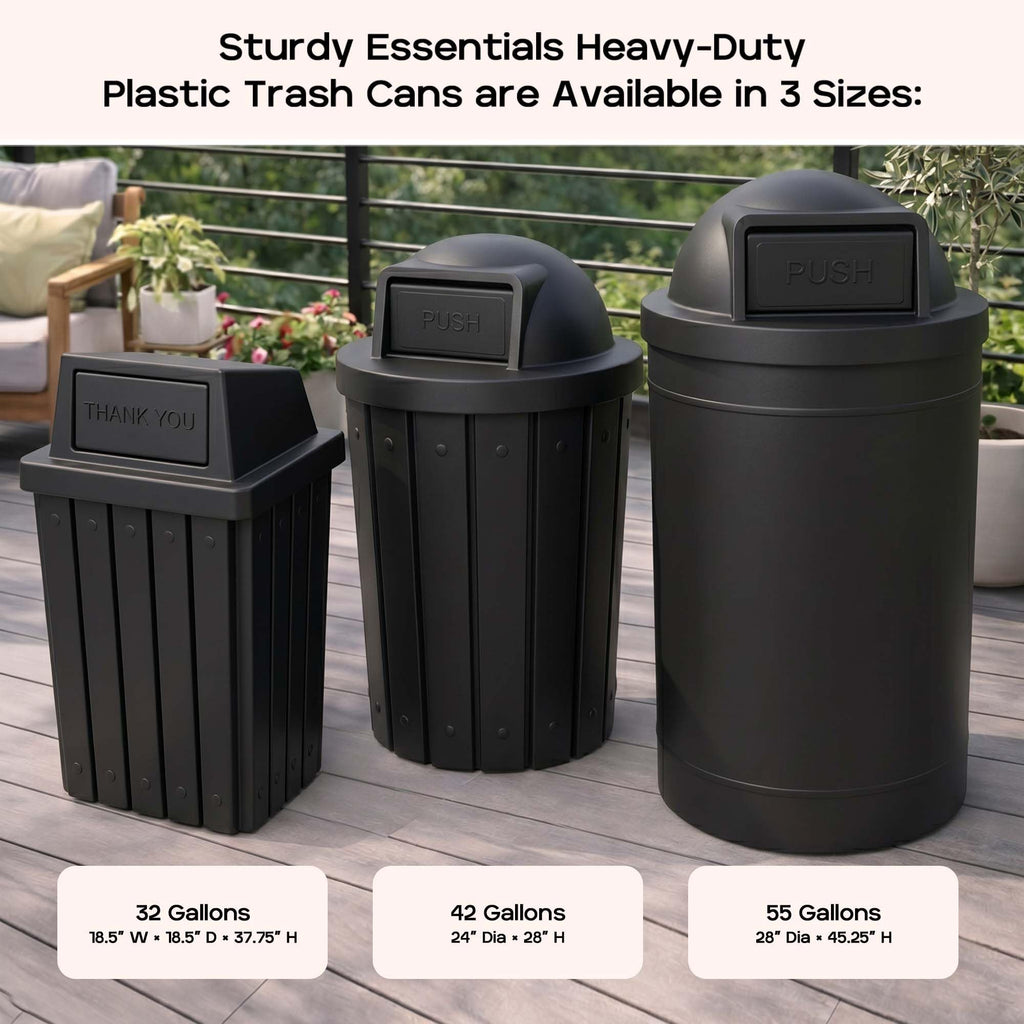 32 Gallon Outdoor Trash Can with Lid A6746