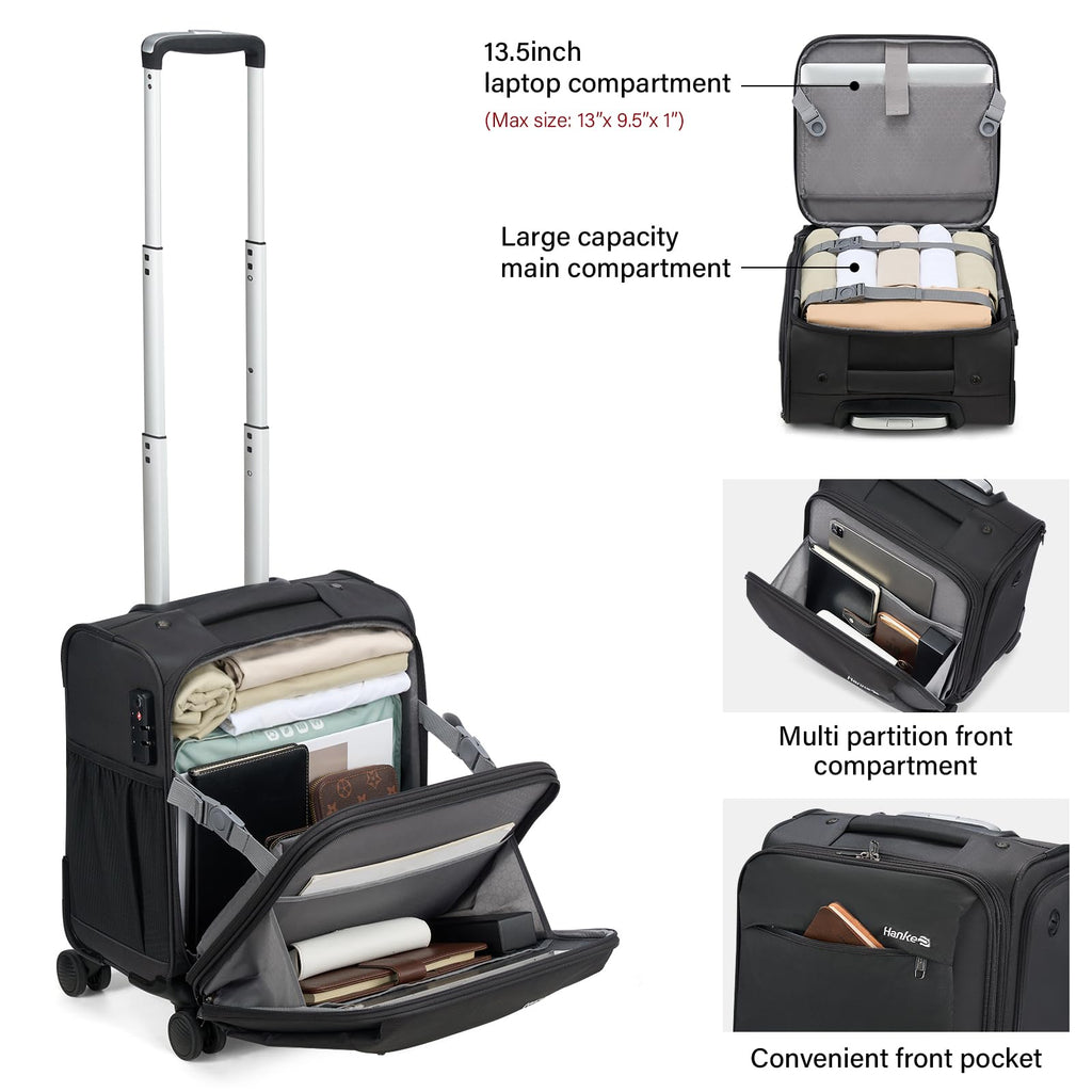 16 Inch Underseat Carry On Luggage with Wheels Dark Gray R749941