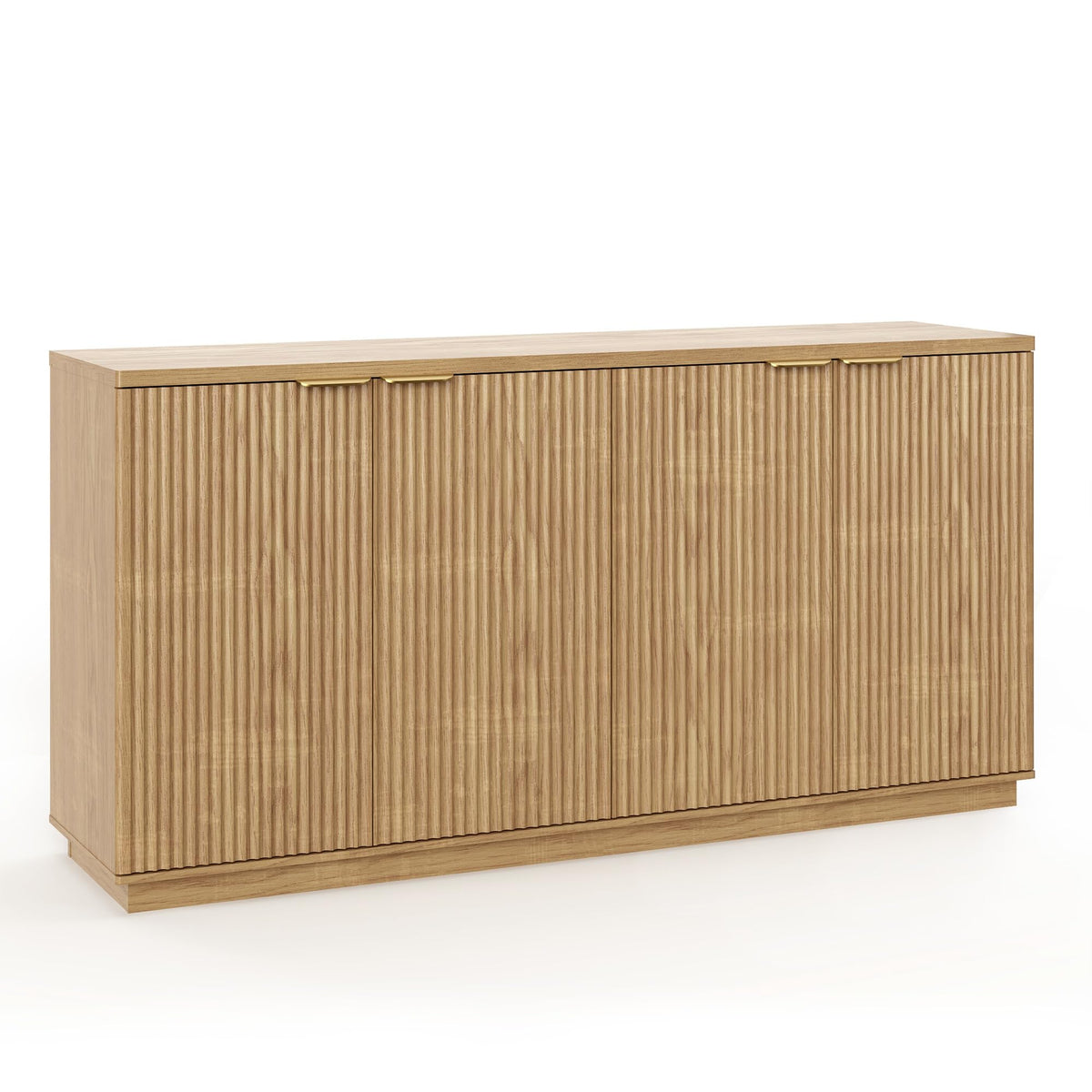 Natural Oak Fluted Wooden Sideboard Cabinet with 4 Doors G8843
