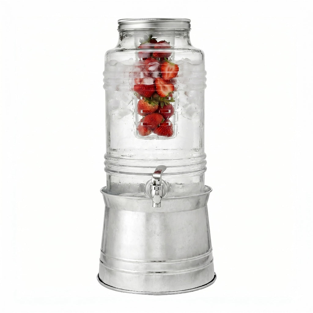 Glass Beverage Dispenser with Metal Stand M2595