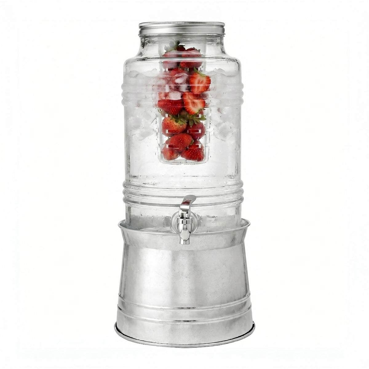 Glass Beverage Dispenser with Metal Stand M2595