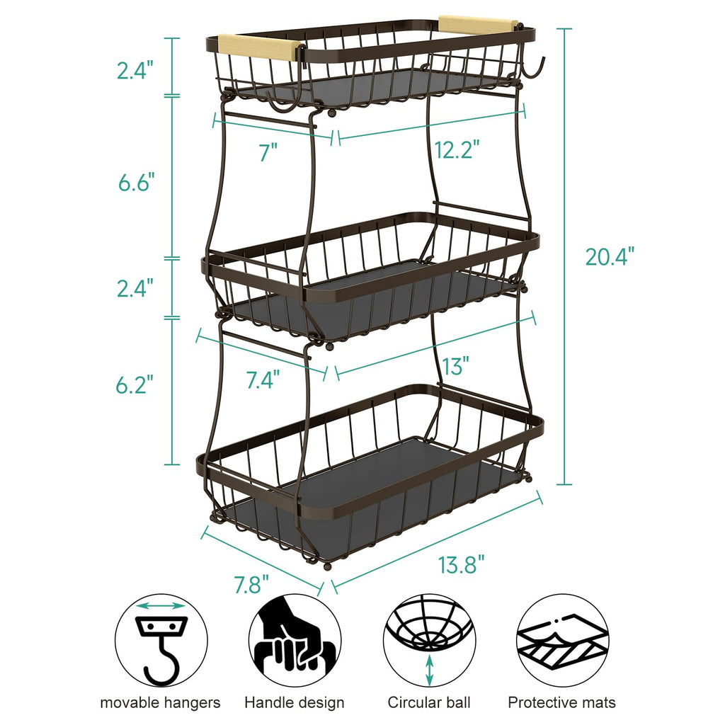 3-Tier Detachable Metal Fruit Basket V9766