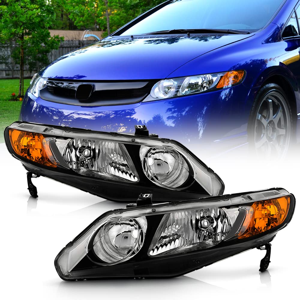 Black Factory Style Headlights Headlamps Left+Right H7194