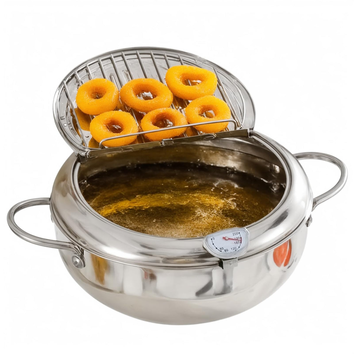 4.2L Stainless Steel Deep Fryer Pot with Thermometer W1326