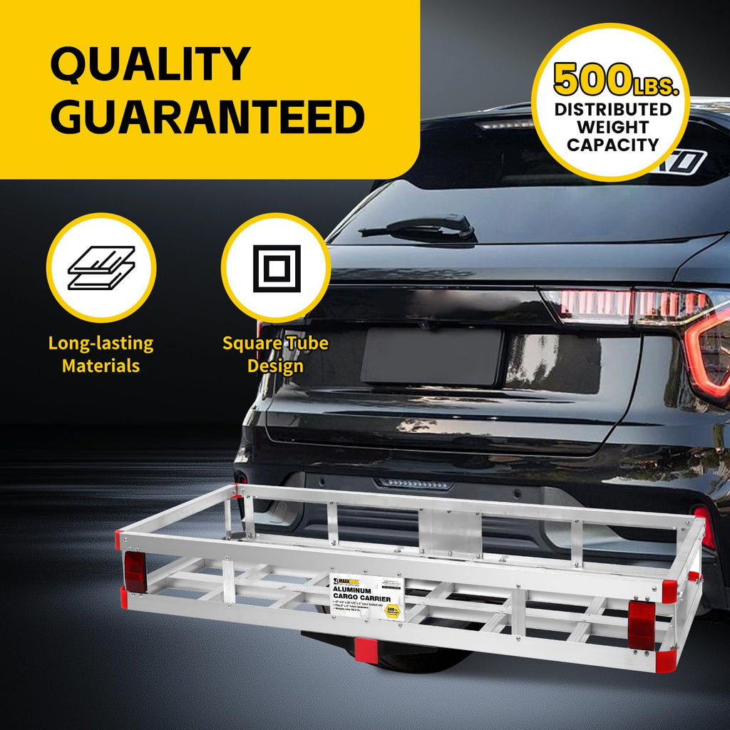 Aluminum Cargo Carrier with High Side Rails, 500-lb Load Capacity, Grey, 49" x 22.5" R203427