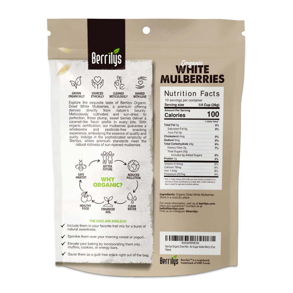 Organic Dried White Mulberries 2 Pack 10oz Y90152