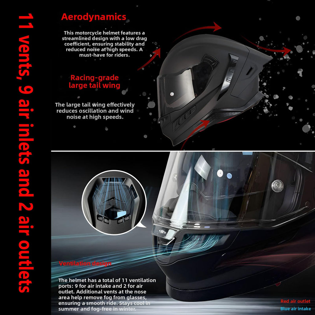 Full Face Motorcycle Helmet DOT Dual Sun Visor Y347232