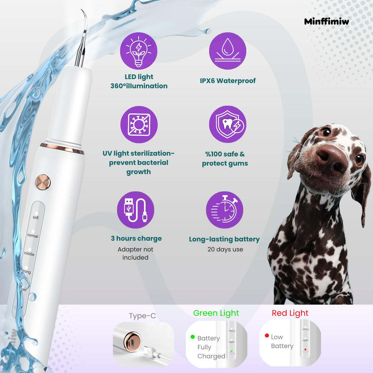 Dog Teeth Cleaning Kit with LED Light E4287