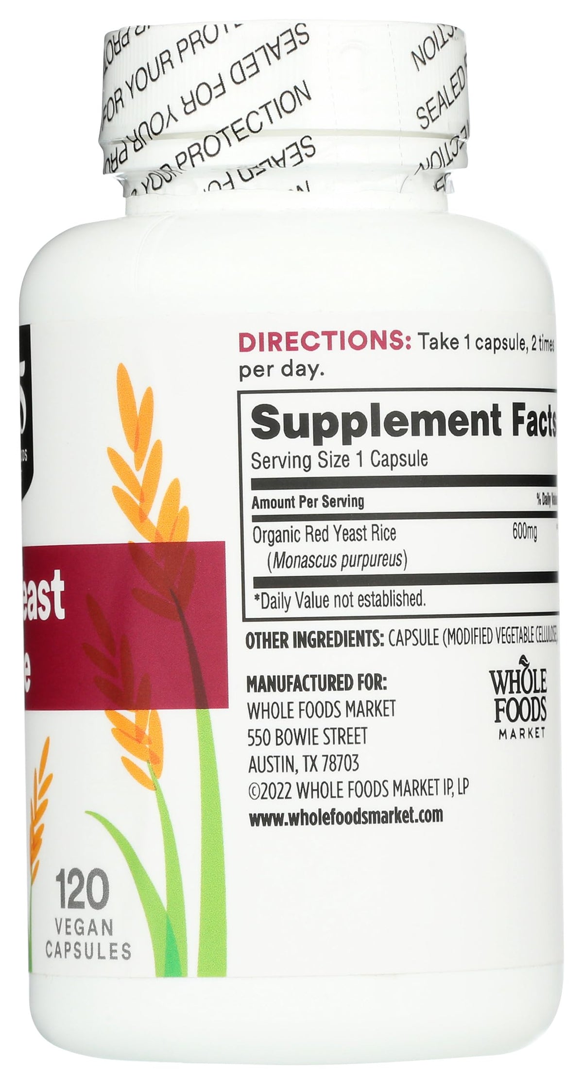 Red Yeast Rice 600mg 120 Count I4573