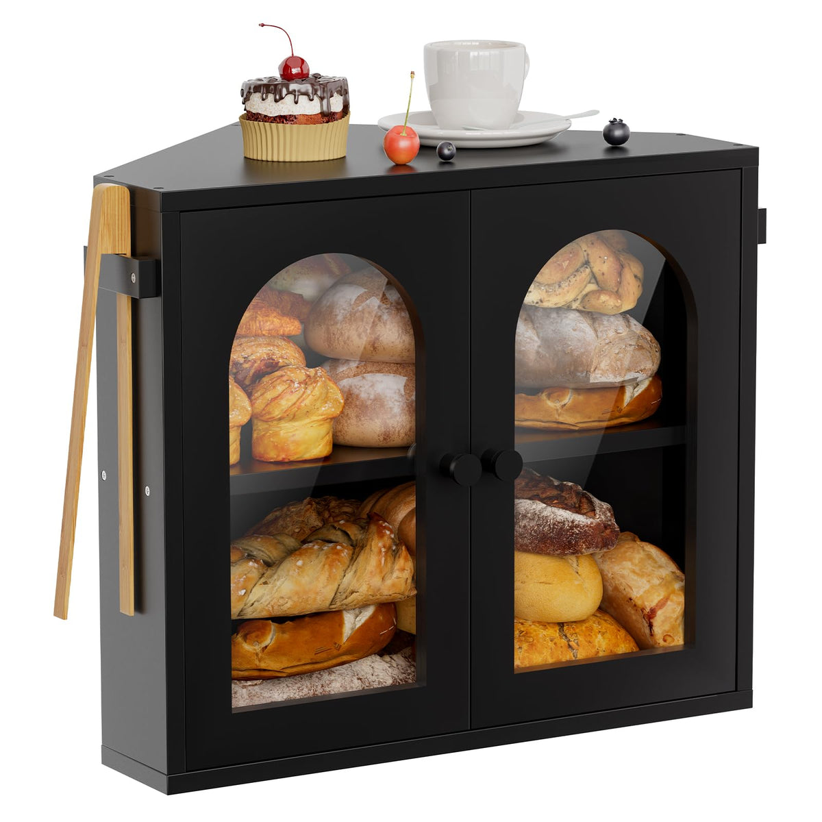 2 Tier Corner Bread Box with Acrylic Door G201596