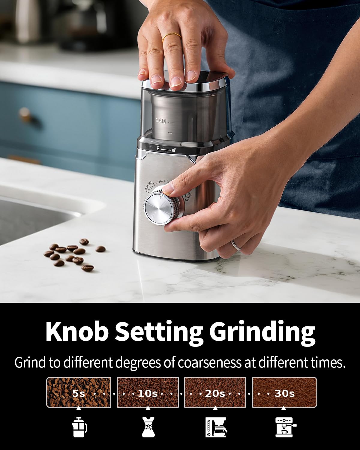Electric Blade Coffee Grinder with Removable Stainless Steel Bowl J478