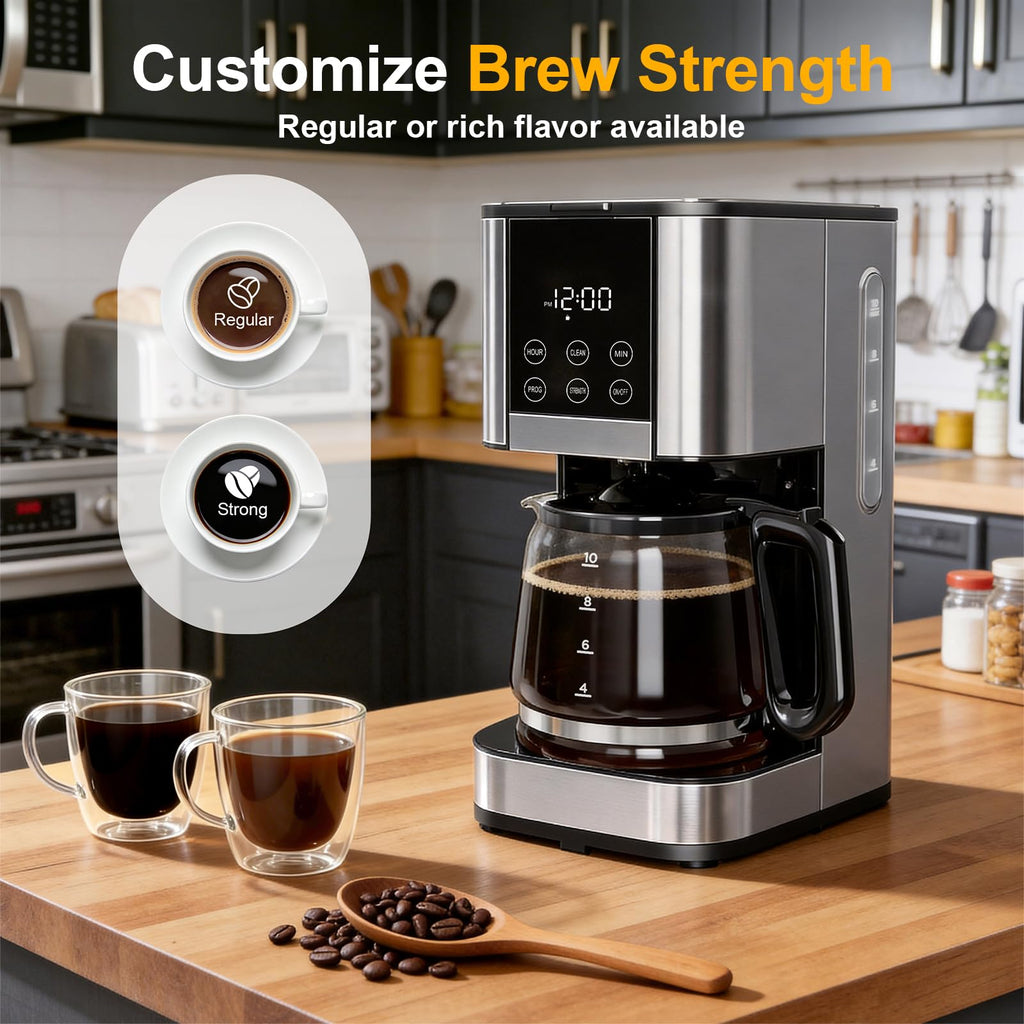 10 Cup Programmable Drip Coffee Maker with Glass Carafe A293