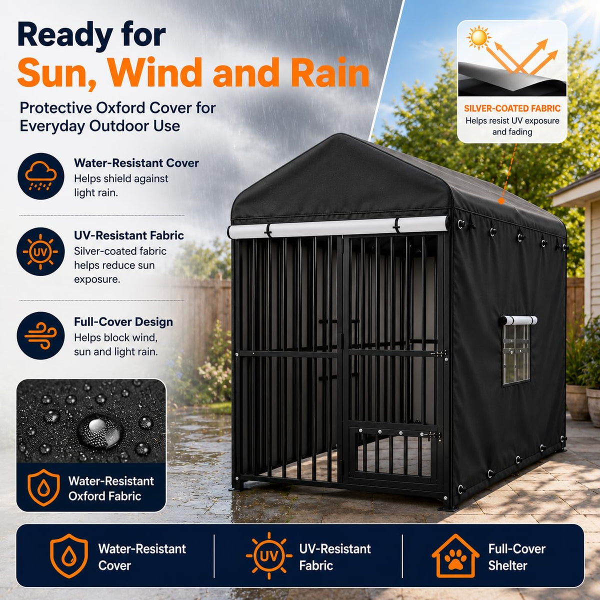 Heavy Duty Outdoor Dog Kennel with Cover F591