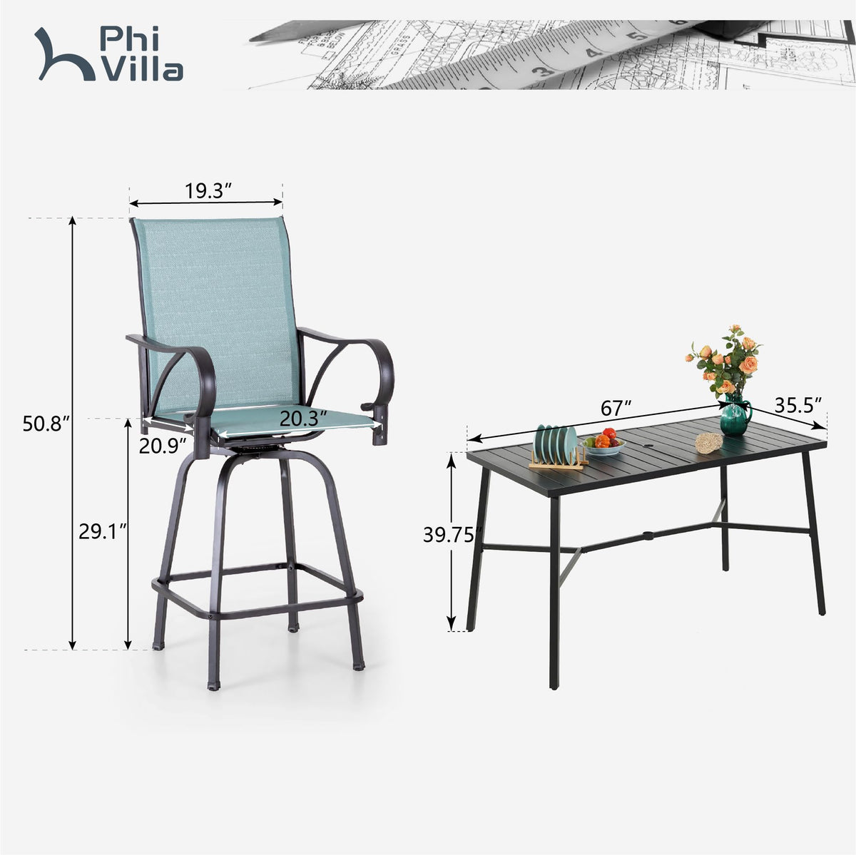 7 Piece Bar Height Patio Dining Set B72437